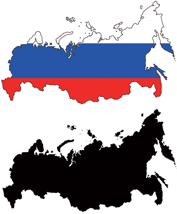 russia map background flag colors black white sketch