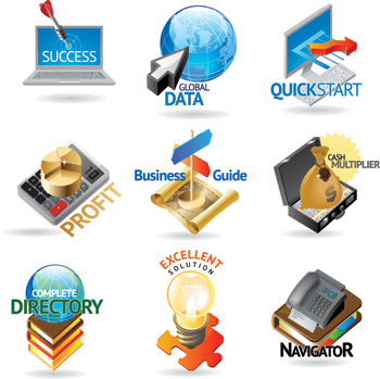 business icons colorful modern 3d symbols