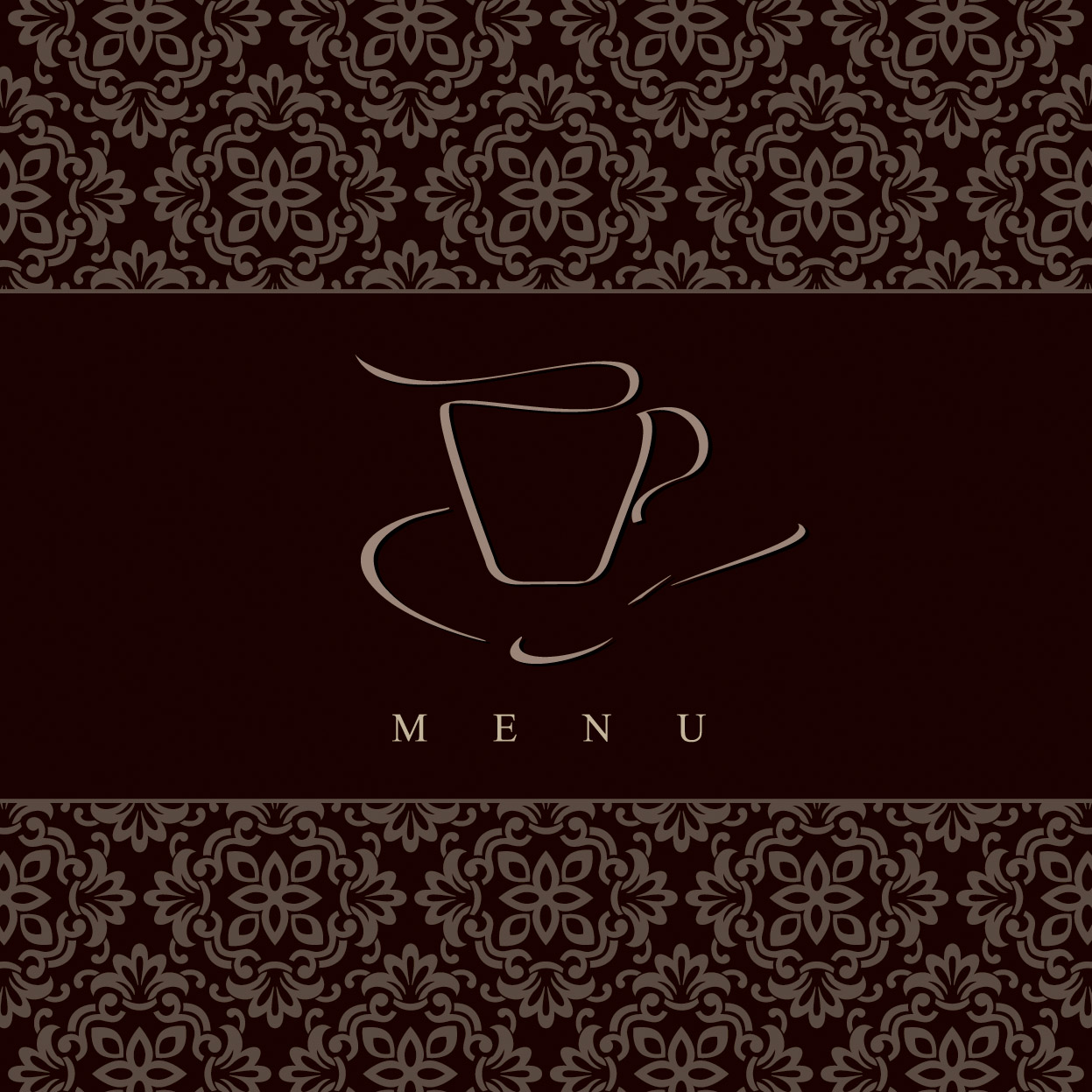 menu cover template coffee cup sketch dark classic