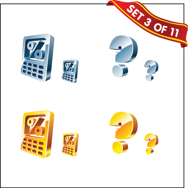 business design elements calculator question icons shiny 3d