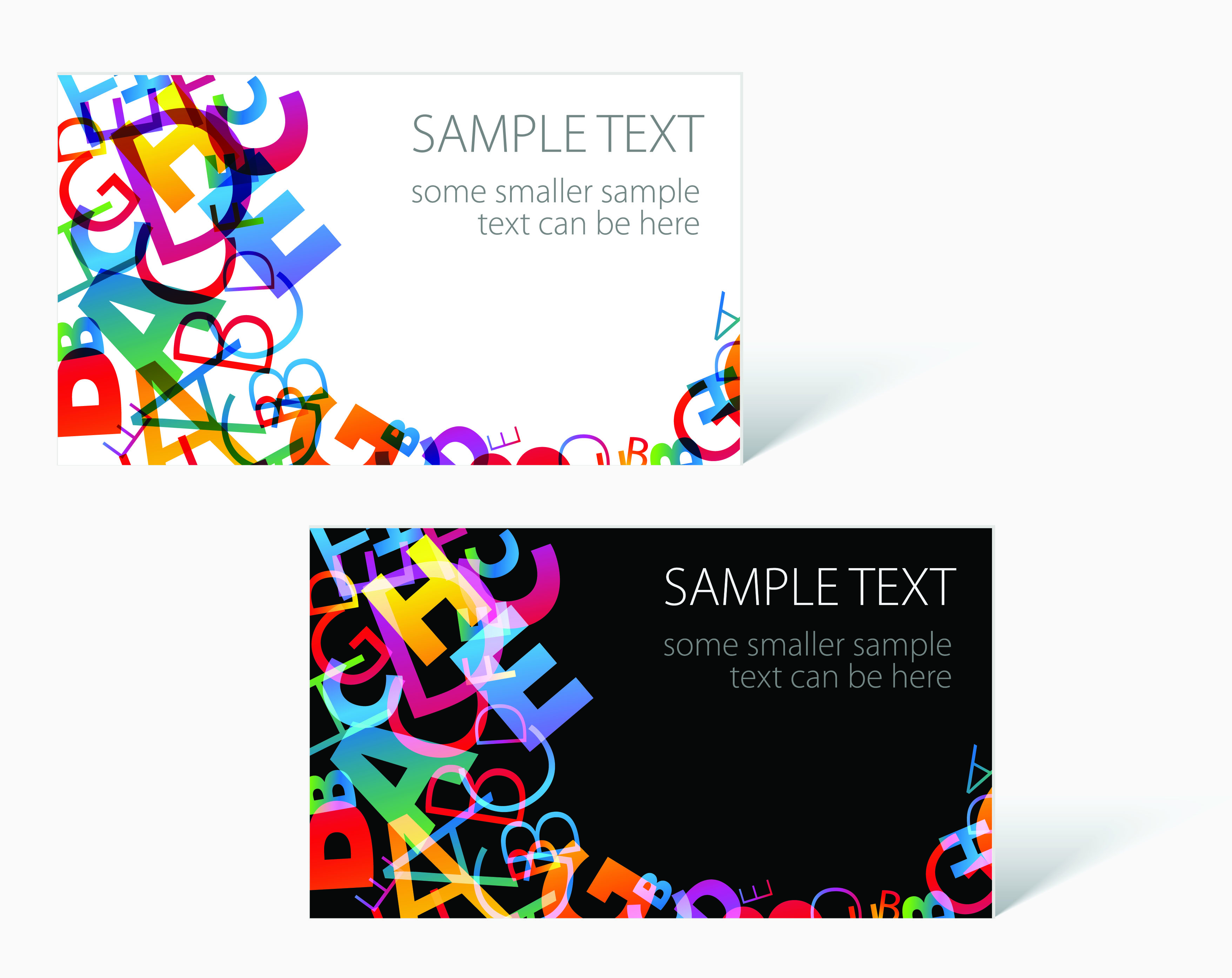 card templates colorful texts decor messy design