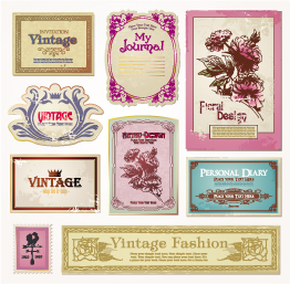 label templates retro design flowers ornament