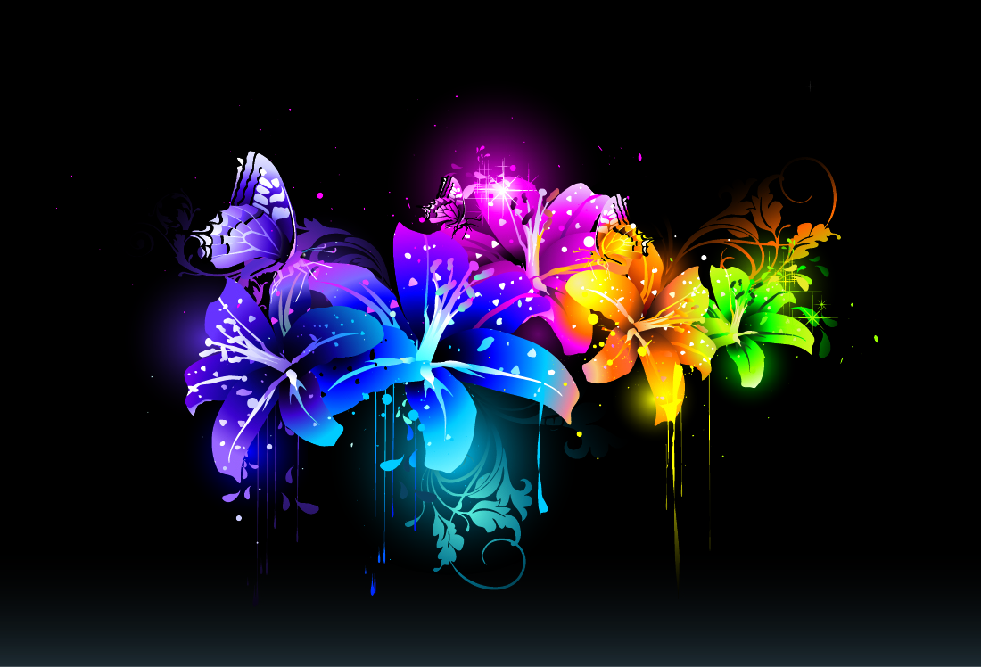 nature background flowers butterflies decor dark sparkling colors