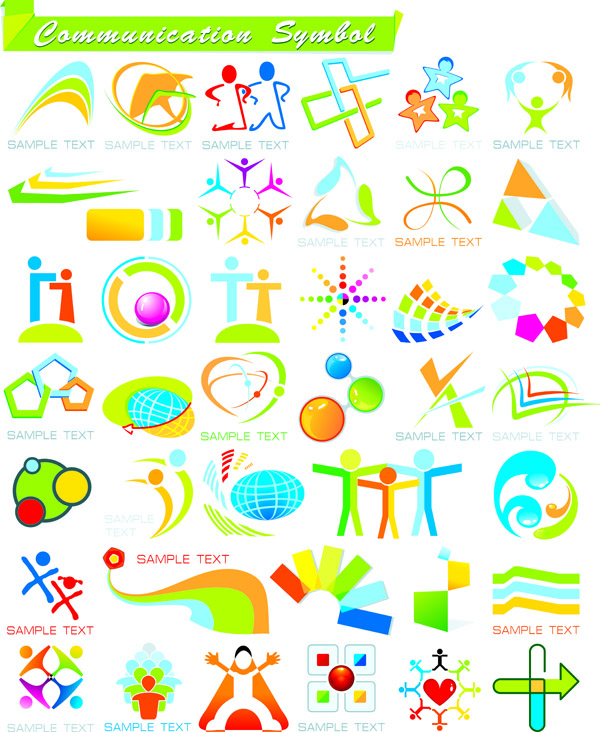 community logotypes colorful abstract shapes decor