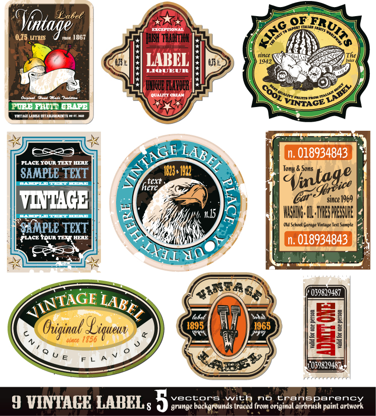 label templates colorful vintage design