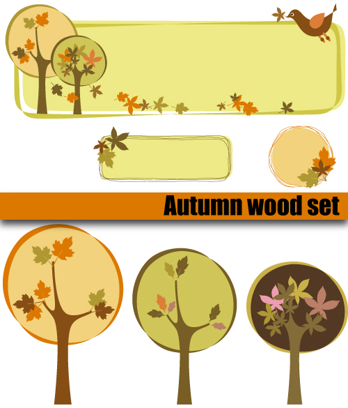 card design elements nature theme classical flat sketch