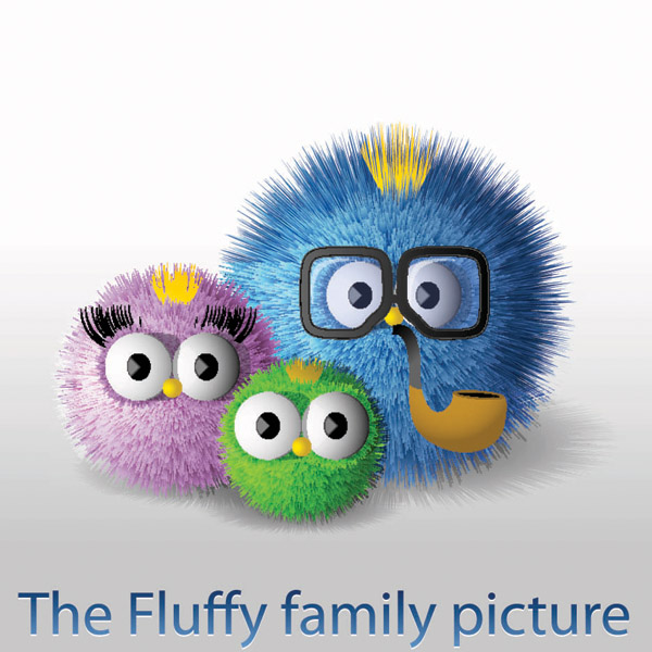 owl family background colorful modern fluffy balls design