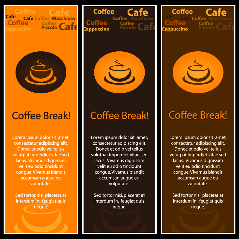 coffee banner templates classical brown decor cup sketch