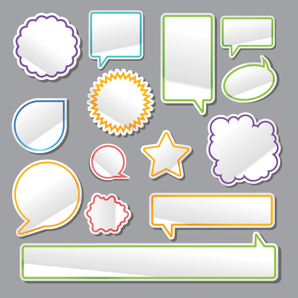 dialogue speech bubbles collection flat paper cut shapes