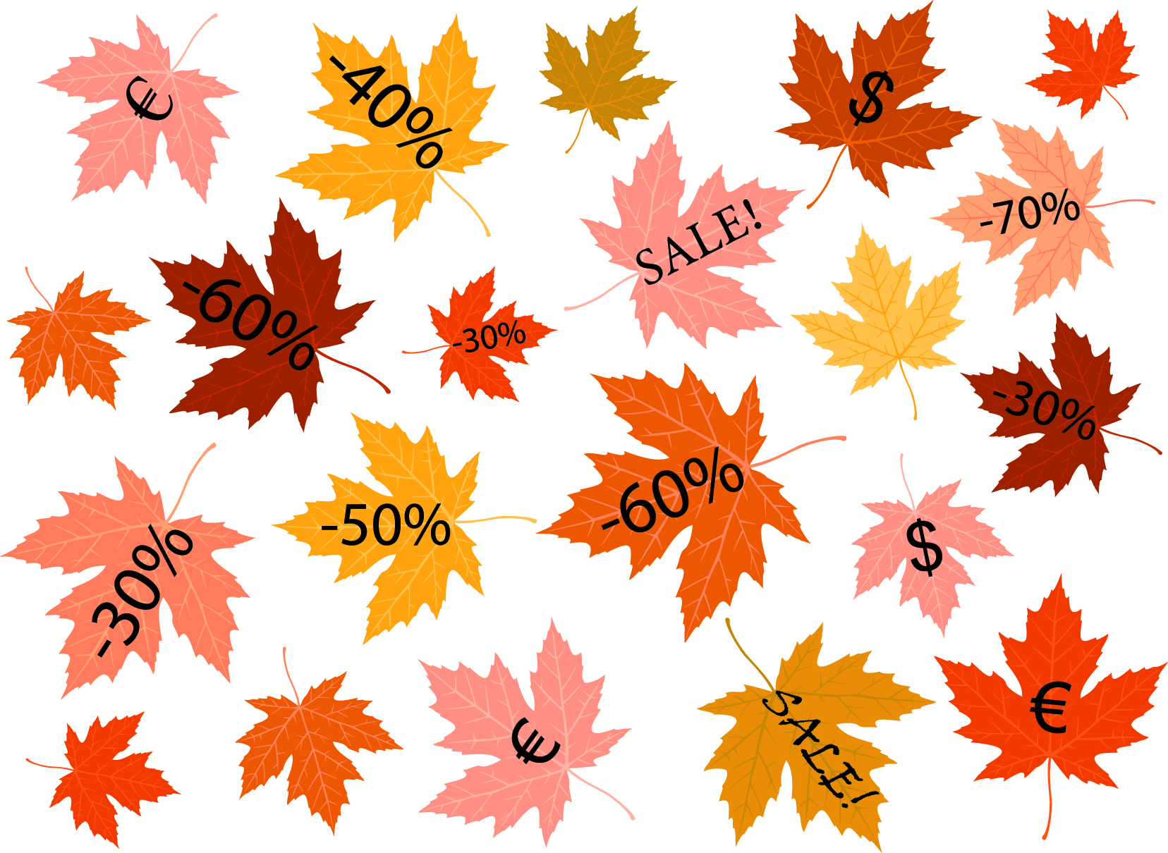 autumn sales design elements colored leaves icons