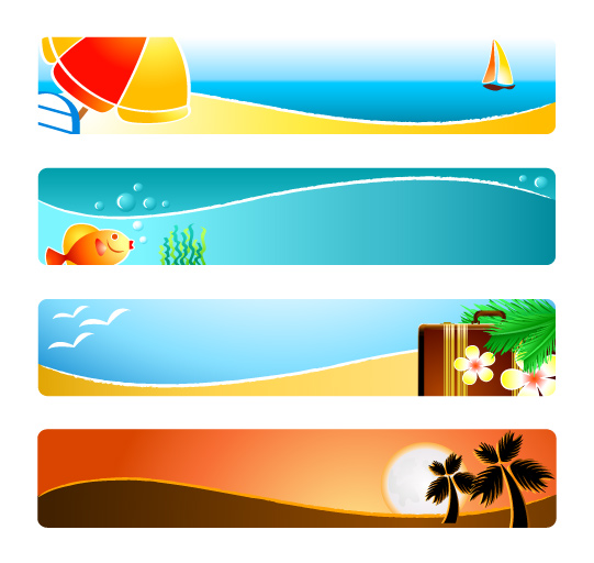 beach background templates colorful horizontal design symbols decor