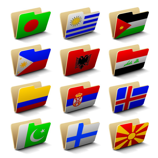 folder icons nations flags decor 3d design