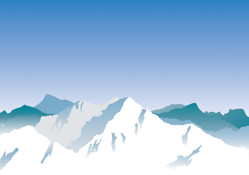 snow mountain painting colored cartoon sketch