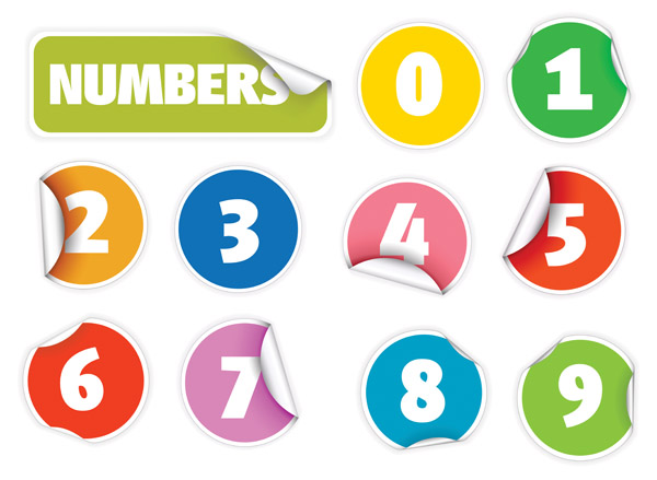 numeral stickers templates colorful curled up circles design