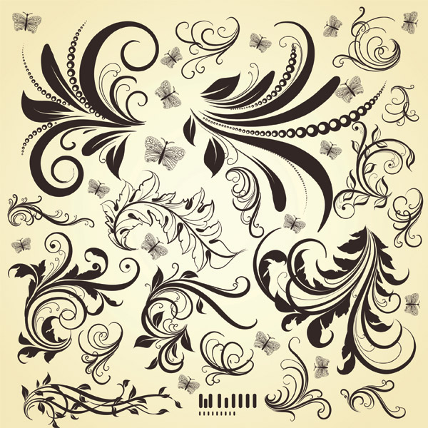 flower pattern template classical brown sketch curves ornament