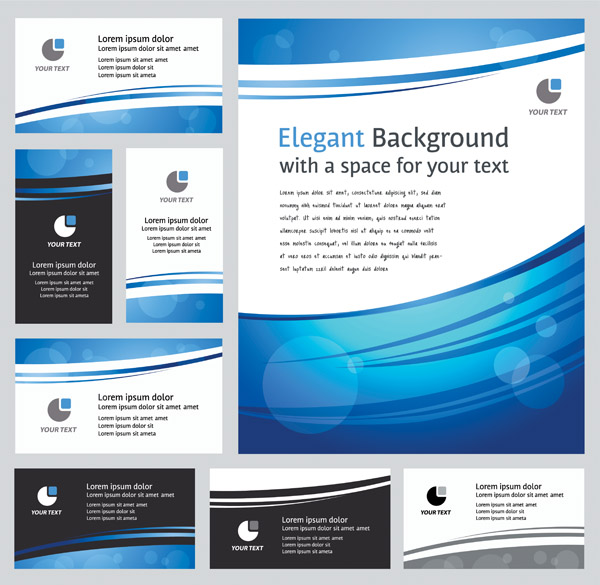 business brochure card templates abstract bokeh curves decor