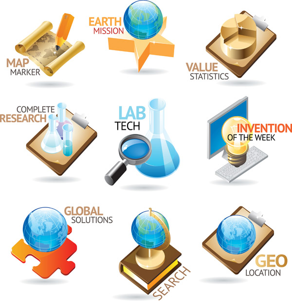 educational logotypes modern colored 3d shapes