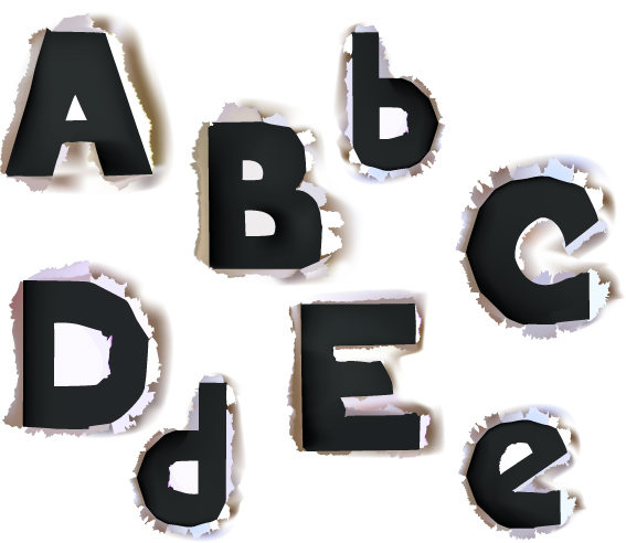 alphabet design elements ragged paper design