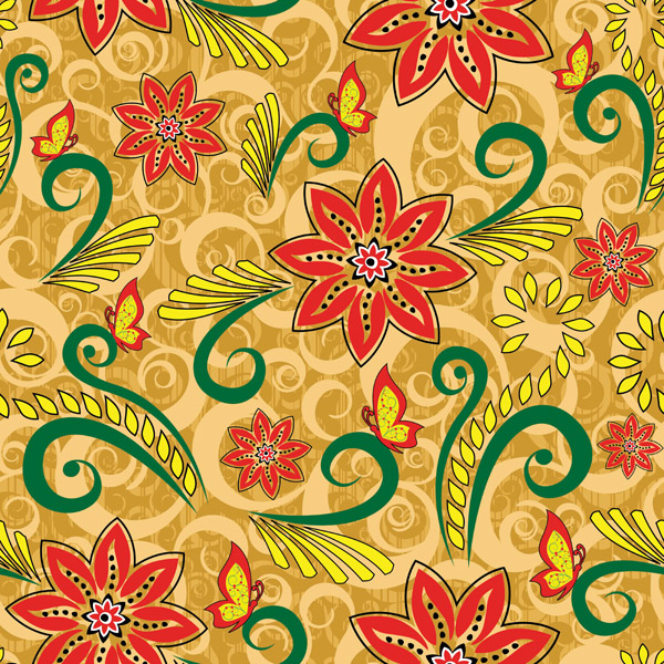 fabric pattern template colorful classical flowers decor