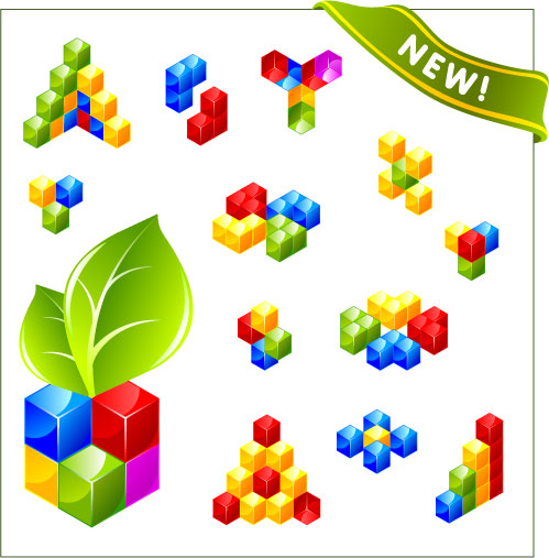 cubes icons colorful modern 3d design