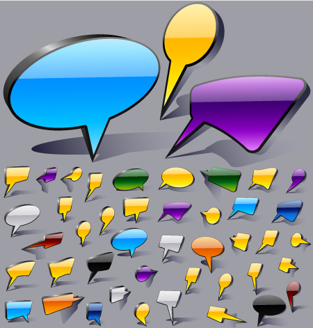 speech bubble templates shiny colored modern shapes