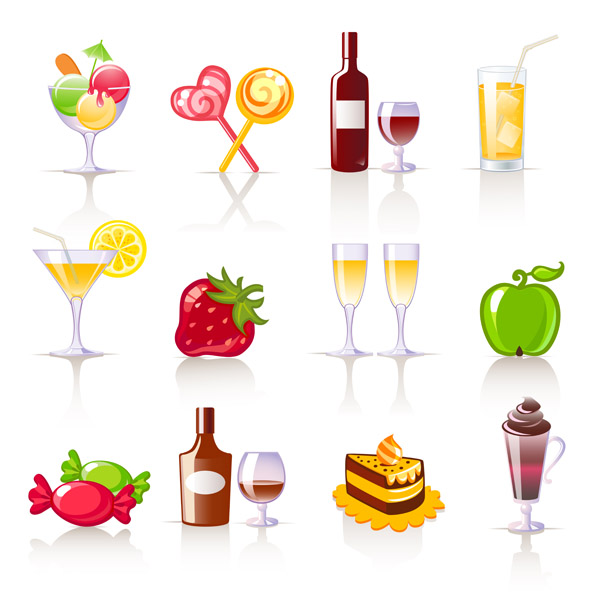 party design elements cocktail food icons modern design