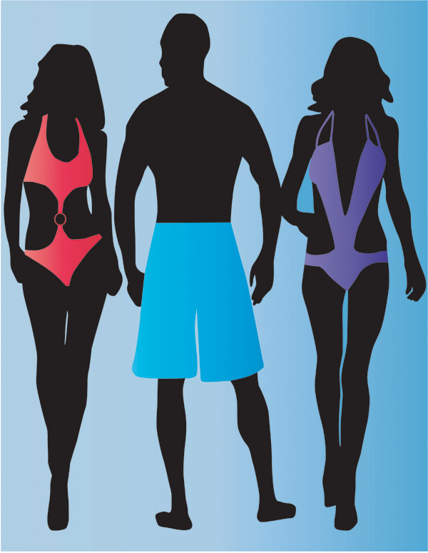 swimsuit fashion background people icons silhouette decor