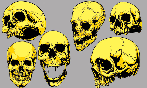 horror skull icons colored 3d design