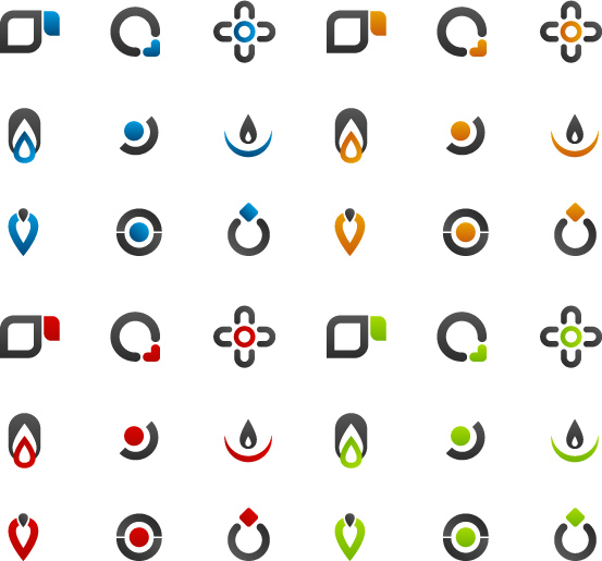 logo design elements colored simple flat shapes