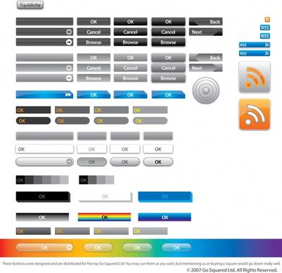 web buttons templates simple flat geometric design