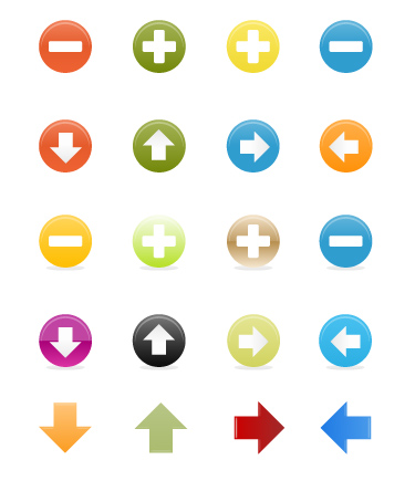 button templates colored flat circles arrows decor