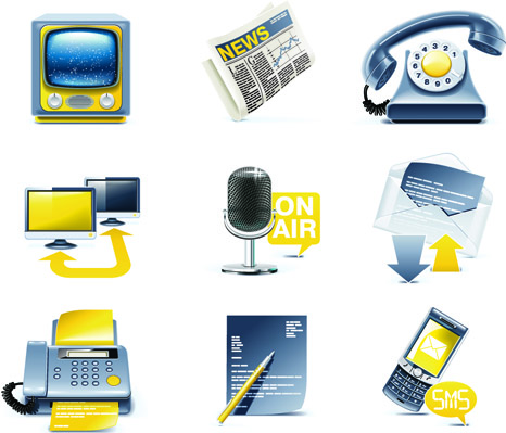 media icons colored 3d design