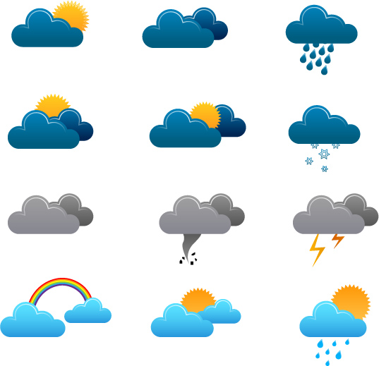 weather design elements cloud sun rainbow thunderbolt icons