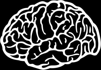 brain painting black white flat closeup design