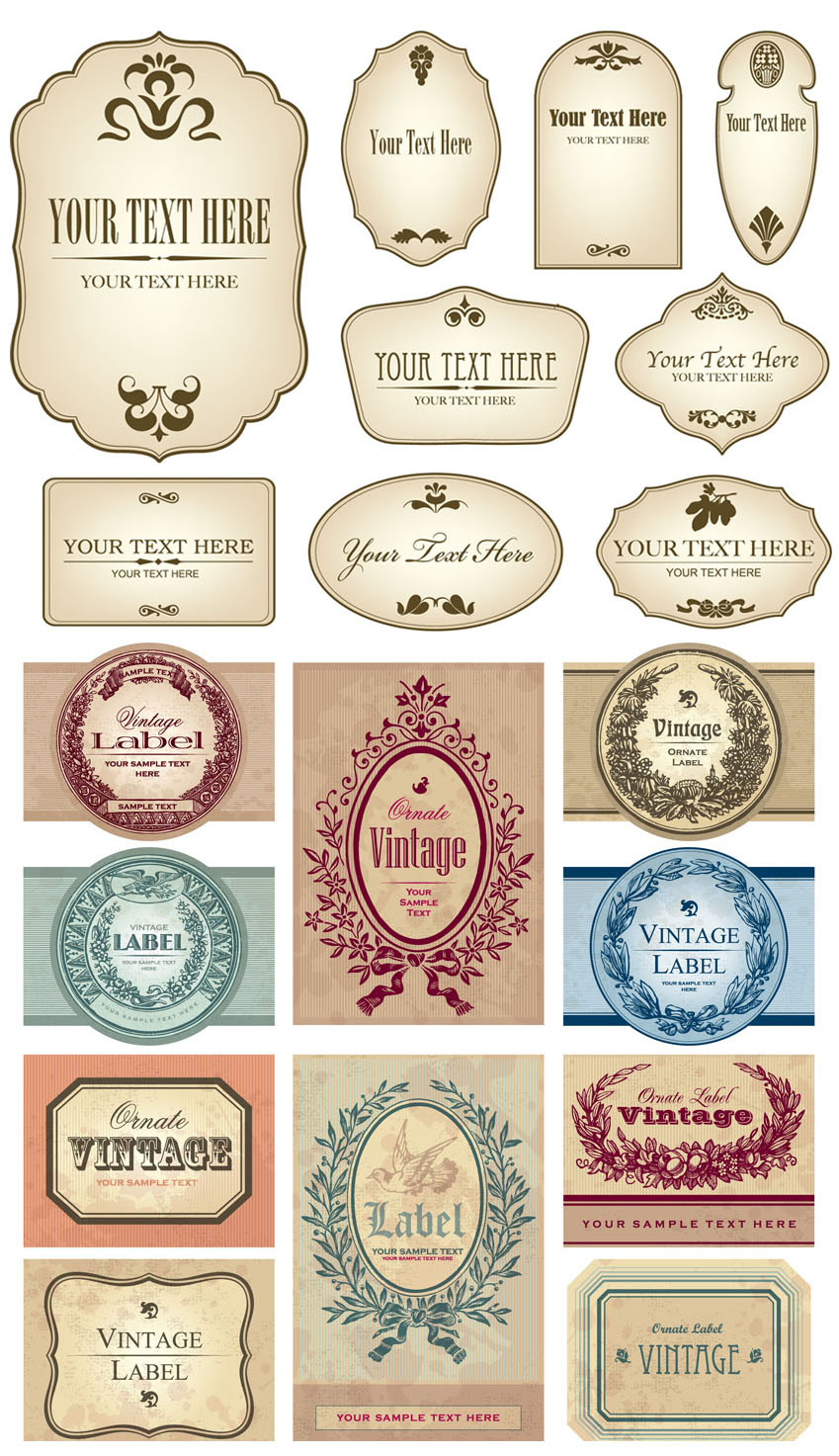 label templates retro frames decor