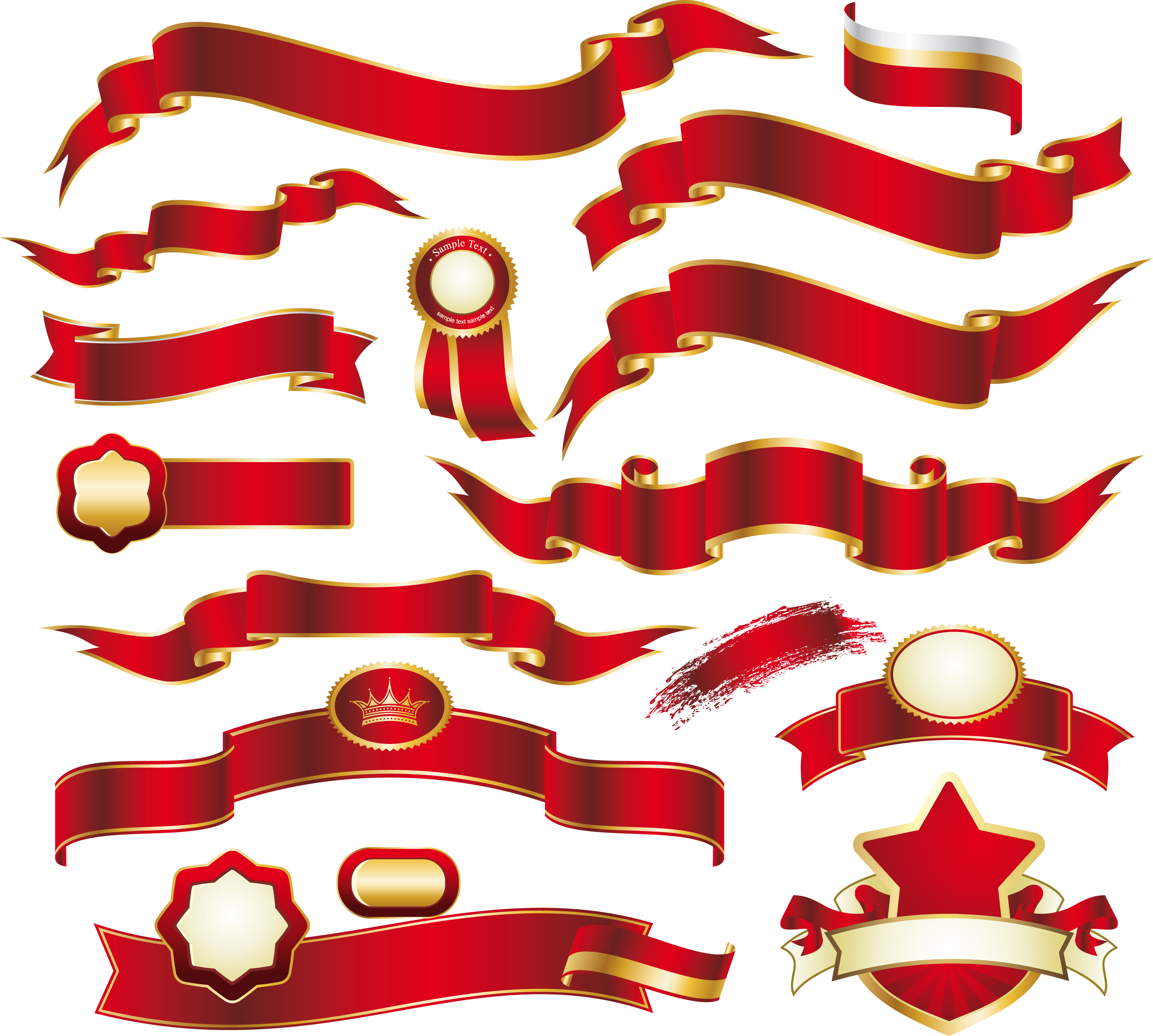 ribbon labels templates elegant 3d red golden decor