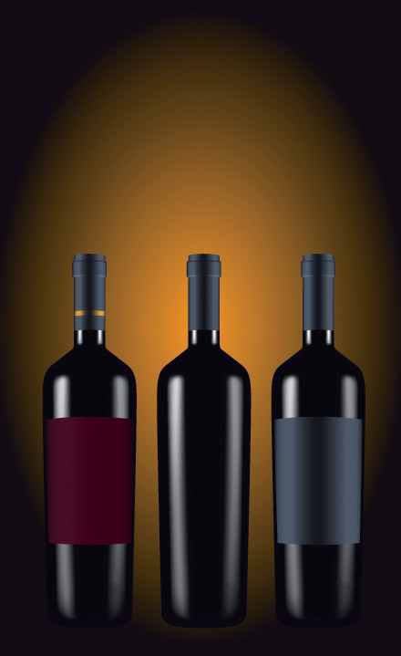 wine advertising background shiny realistic bottles icons