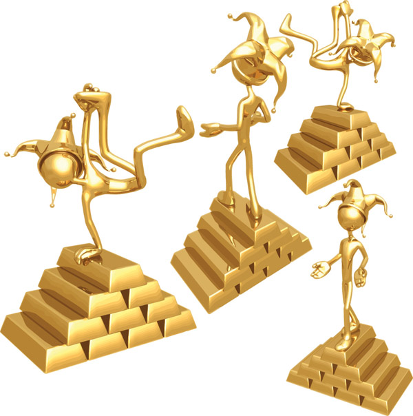 award icon template golden 3d human gesture decor