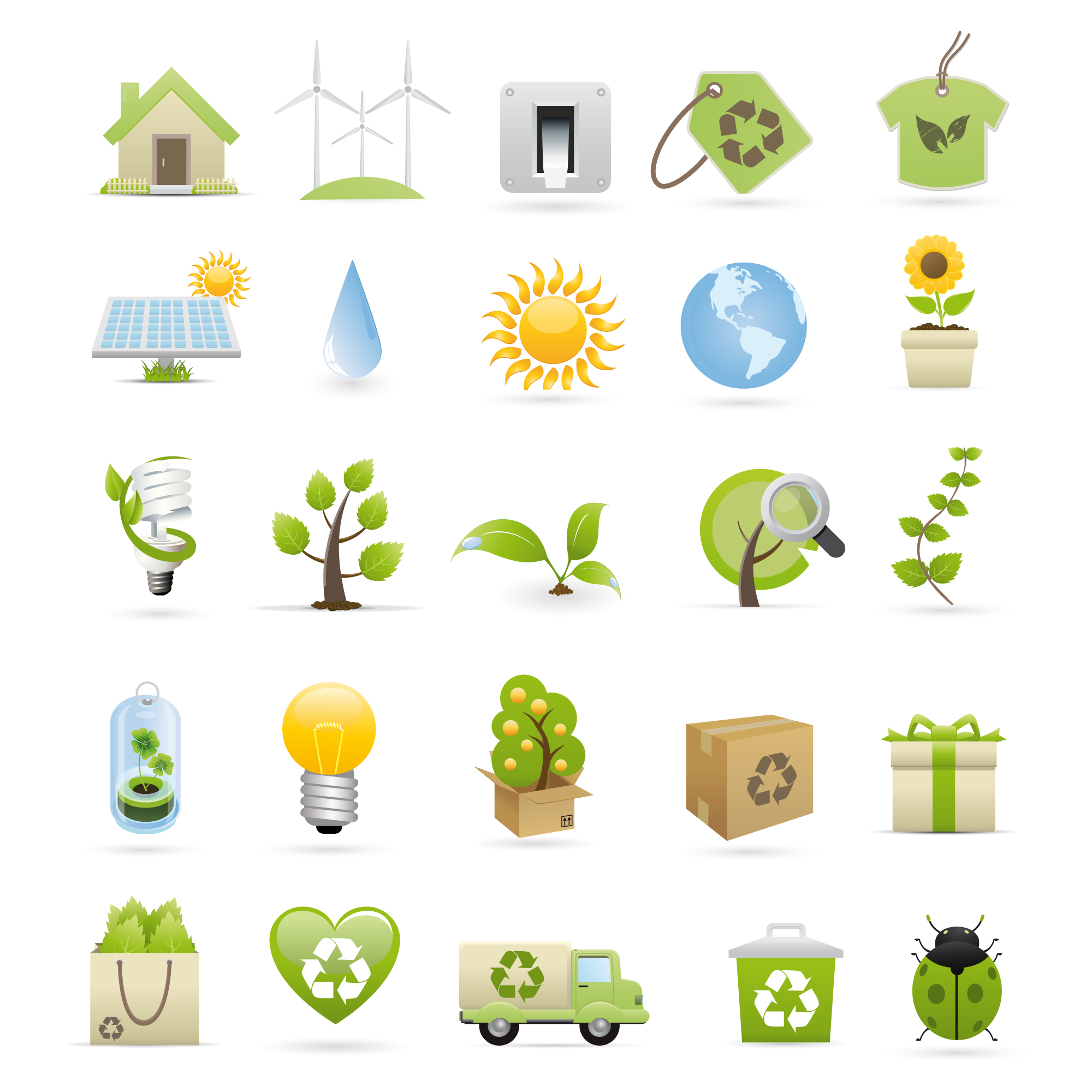 ecology design elements classical icons colored 3d design