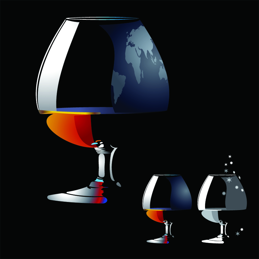 wine advertising background glass icons dark modern design