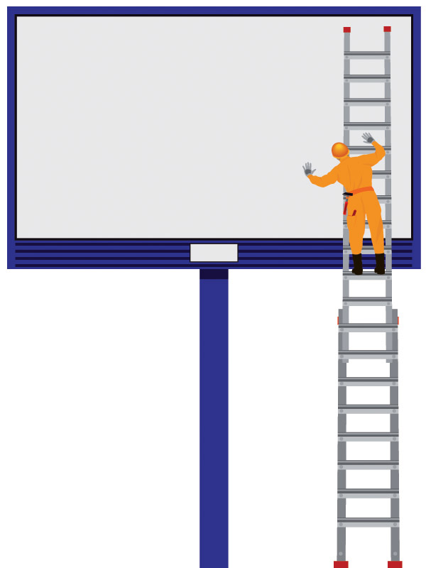 billboard background blank advertisement board climbing worker icons