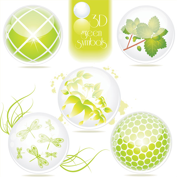 ecology design elements 3d green symbols