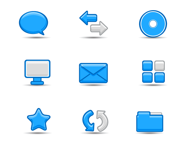 user interface icons blue white flat design