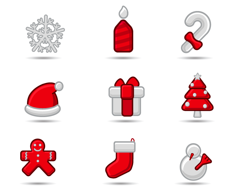 christmas design elements red white classical icons