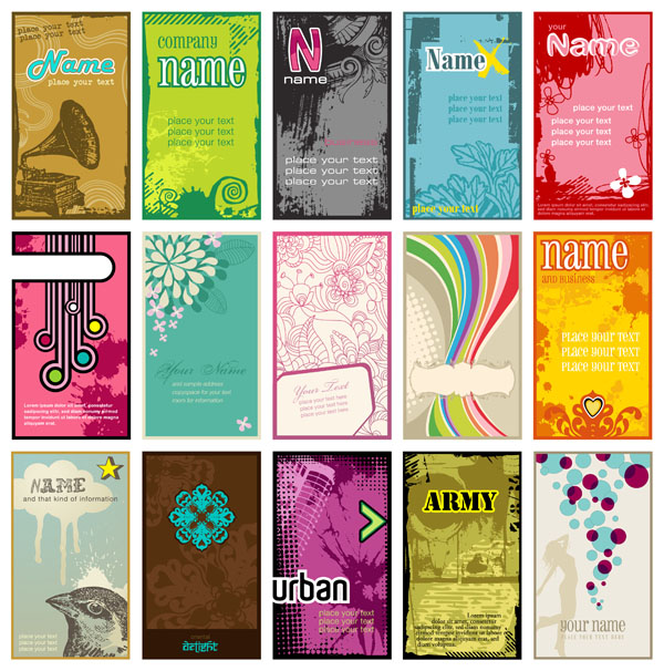 card templates colorful retro modern decor