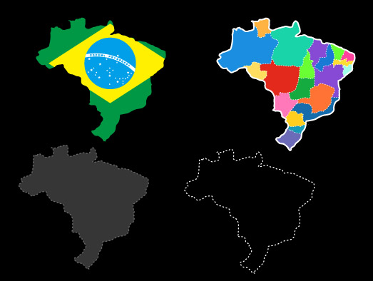 brazil map icons flat sketch flag area decor