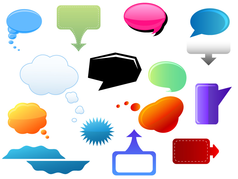 speech bubble icons colorful flat shapes