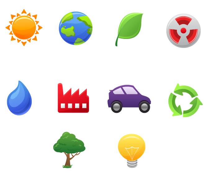 ecological design elements colored flat symbols icons