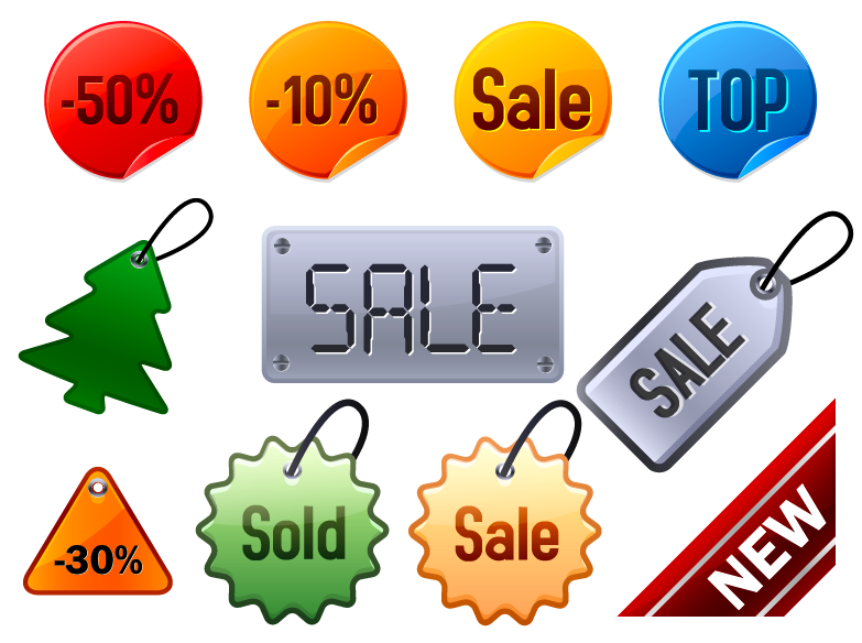 sales tags templates colored flat shapes