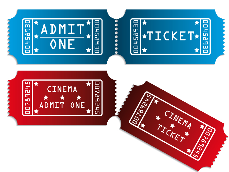 ticket templates horizontal red blue decor